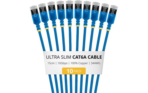 Pack de 10 Câble ethernet RJ45 Cat 6a STP - StarTech - 15 cm - Bleu