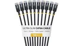 Pack de 10 Câble ethernet RJ45 Cat 6a STP - StarTech - 15 cm - Noir