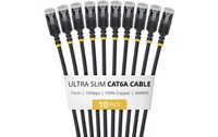 Pack de 10 Câble ethernet RJ45 Cat 6a STP - StarTech - 15 cm - Noir