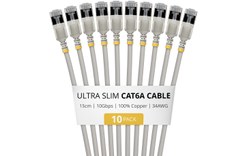 Pack de 10 Câble ethernet RJ45 Cat 6a STP - StarTech - 15 cm - Gris