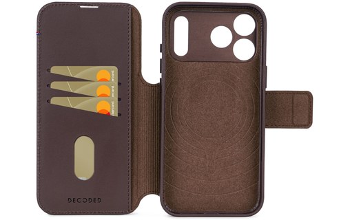 Étui à clapet pour iPhone 17 Pro Max - Decoded Leather Detachable - Marron