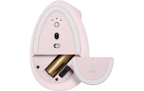 Souris sans fil Logitech Lift - Rose - Ergonomique, Verticale