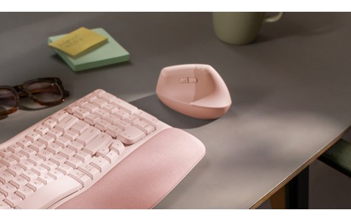 Souris sans fil Logitech Lift - Rose - Ergonomique, Verticale