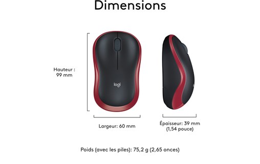 Souris sans fil Logitech M185 - Rouge