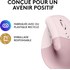 Souris sans fil Logitech Lift - Rose - Ergonomique, Verticale