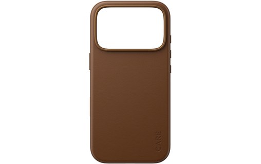Vue arrière de la coque CARE Solo marron en cuir vegan pour iPhone 18 Pro