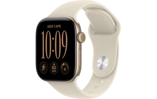 Apple Watch 12 - Aluminium Or clair 42 mm - Bracelet Sport Sable M/L