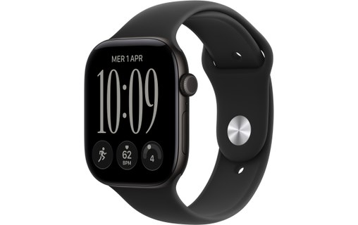 Apple Watch 12 - Aluminium Noir 46 mm - Bracelet Sport Noir M/L