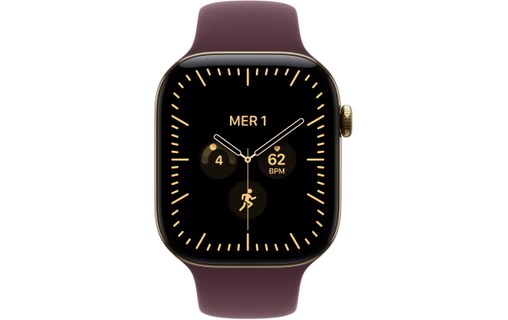 Apple Watch 12 5G - Titane 46 mm - Bracelet Sport Bordeaux M/L