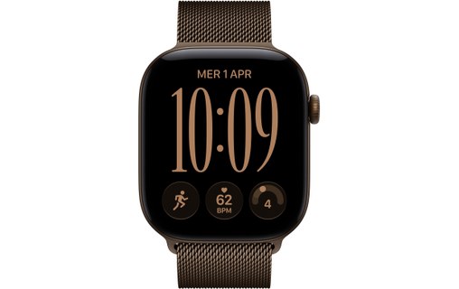 Apple Watch 12 - Aluminium Bronze sombre 46 mm - Bracelet Milanais Bronze M/L