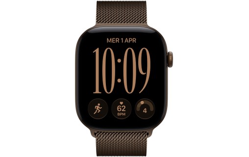 Apple Watch 12 5G - Aluminium Bronze sombre 46 mm - Bracelet Milanais Bronze M/L