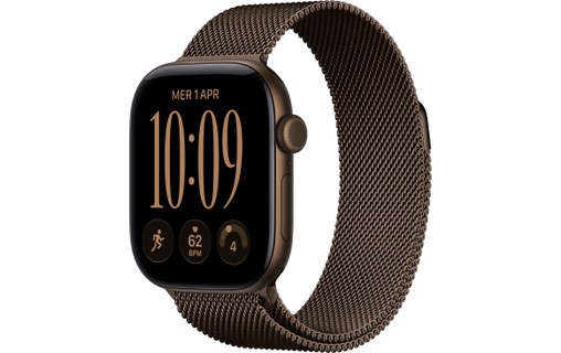 Apple Watch 12 5G - Aluminium Bronze sombre 42 mm - Bracelet Milanais Bronze