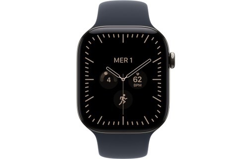 Apple Watch 12 5G - Titane 46 mm - Bracelet Sport Bleu marine S/M