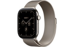 Apple Watch 12 5G - Titane Naturel 46 mm - Bracelet Milanais Naturel S/M