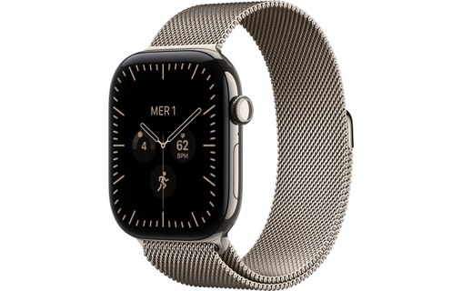 Apple Watch 12 5G - Titane Naturel 46 mm - Bracelet Milanais Naturel S/M