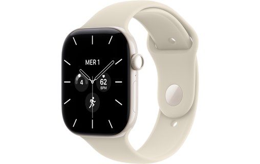Apple Watch 12 5G - Céramique Blanc nacré 46 mm - Bracelet Sport Sable M/L