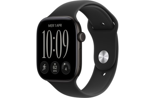 Apple Watch 12 5G - Aluminium Noir 46 mm - Bracelet Sport Noir M/L