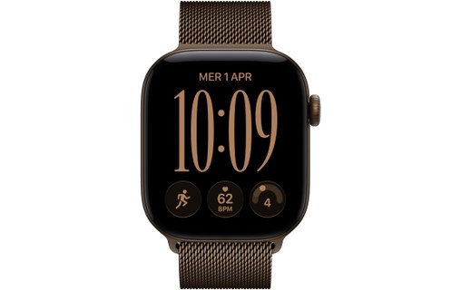 Apple Watch 12 - Aluminium Bronze sombre 42 mm - Bracelet Milanais Bronze