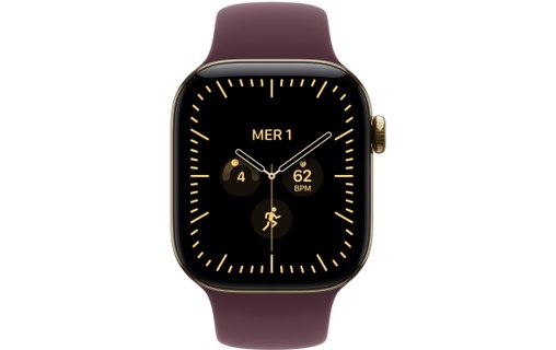 Apple Watch 12 5G - Titane 42 mm - Bracelet Sport Bordeaux M/L