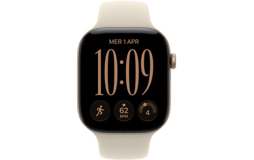Apple Watch 12 5G - Aluminium Or clair 46 mm - Bracelet Sport Sable M/L