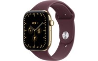 Apple Watch 12 5G - Titane 46 mm - Bracelet Sport Bordeaux S/M