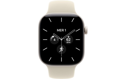 Apple Watch 12 5G - Céramique Blanc nacré 42 mm - Bracelet Sport Sable M/L
