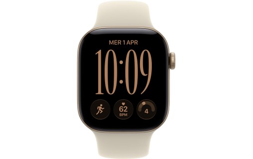 Apple Watch 12 - Aluminium Or clair 42 mm - Bracelet Sport Sable M/L