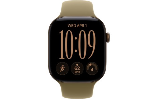 Apple Watch 12 - Aluminium Bronze sombre 46 mm - Bracelet Sport Olive S/M