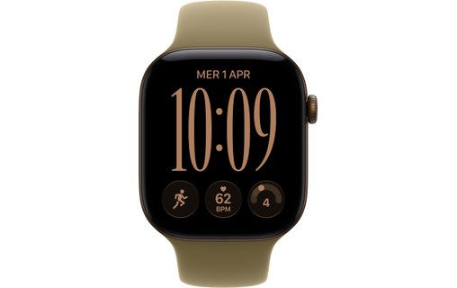 Apple Watch 12 5G - Aluminium Bronze sombre 46 mm - Bracelet Sport Olive M/L