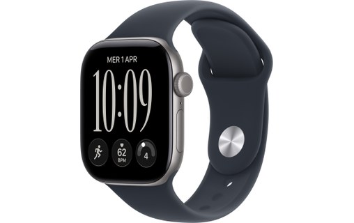 Apple Watch 12 5G - Aluminium Gris sidéral 42 mm Bracelet Sport Bleu marine M/L