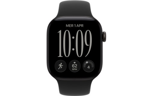 Apple Watch 12 5G - Aluminium Noir 42 mm - Bracelet Sport Noir M/L