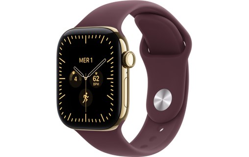 Apple Watch 12 5G - Titane 42 mm - Bracelet Sport Bordeaux M/L