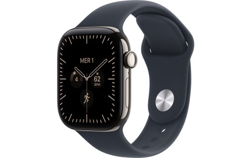 Apple Watch 12 5G - Titane 42 mm - Bracelet Sport Bleu marine M/L