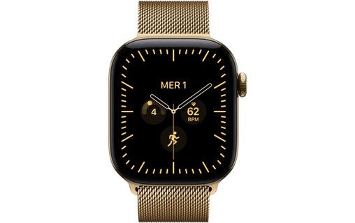 Apple Watch 12 5G - Titane Or brillant 42 mm - Bracelet Milanais Or brillant