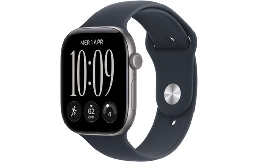 Apple Watch 12 5G - Aluminium Gris sidéral 46 mm Bracelet Sport Bleu marine M/L