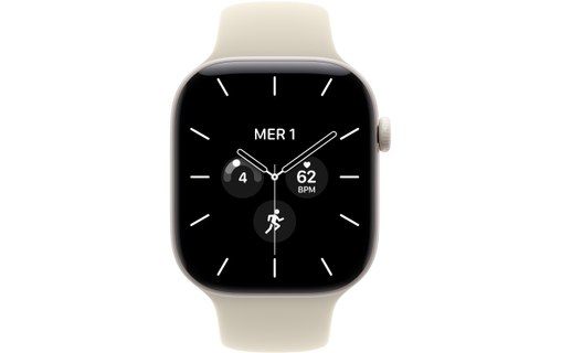 Apple Watch 12 5G - Céramique Blanc nacré 46 mm - Bracelet Sport Sable M/L