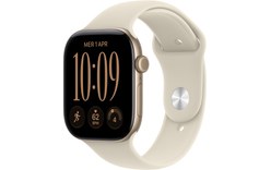 Apple Watch 12 5G - Aluminium Or clair 46 mm - Bracelet Sport Sable M/L