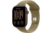 Apple Watch 12 - Aluminium Bronze sombre 46 mm - Bracelet Sport Olive S/M