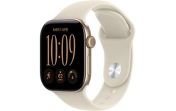 Apple Watch 12 5G - Aluminium Or clair 42 mm - Bracelet Sport Sable S/M
