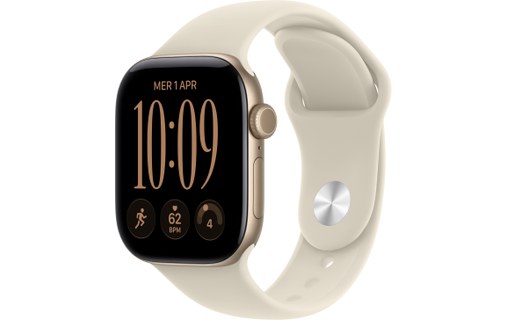 Apple Watch 12 5G - Aluminium Or clair 42 mm - Bracelet Sport Sable M/L