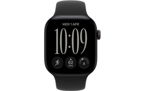 Apple Watch 12 - Aluminium Noir 42 mm - Bracelet Sport Noir S/M