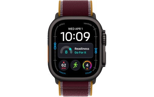 Apple Watch Ultra 4 Titane Noir - Boucle Trail Bordeaux - S/M