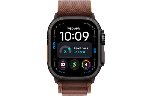 Apple Watch Ultra 4 Titane Noir - Boucle Alpine Bordeaux - L