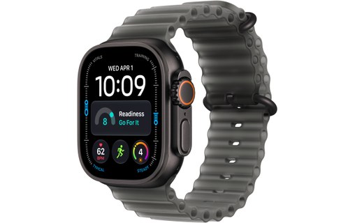 Apple Watch Ultra 4 Titane Noir - Bracelet Océan Noir translucide