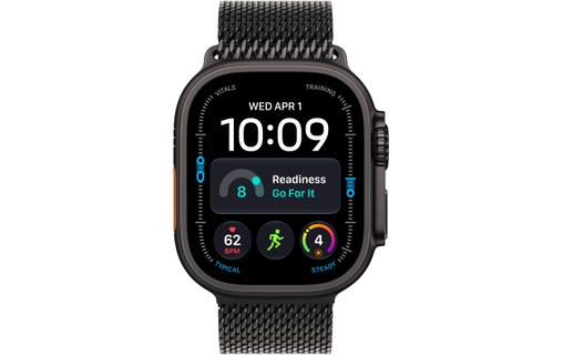 Apple Watch Ultra 4 Titane Noir - Bracelet Milanais en titane Noir - L