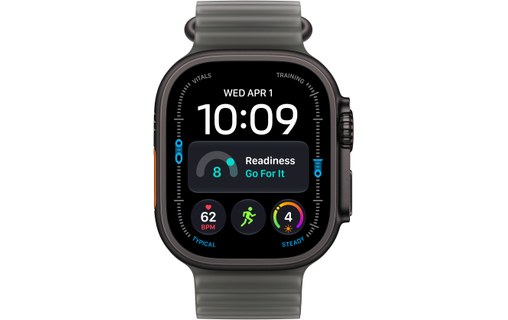 Apple Watch Ultra 4 Titane Noir - Bracelet Océan Noir translucide