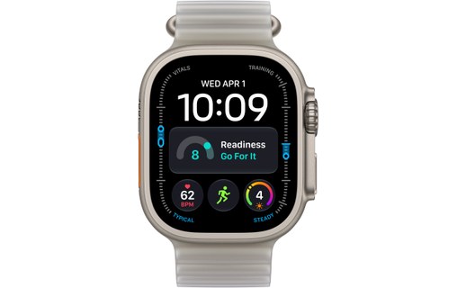 Apple Watch Ultra 4 Titane - Bracelet Océan Gris translucide