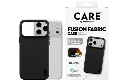 Coque MagSafe pour iPhone 18 Pro Max - PanzerGlass CARE Fusion Fabric - Noire