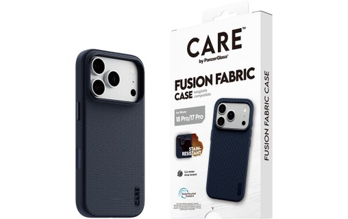 Coque MagSafe pour iPhone 18 Pro - PanzerGlass CARE Fusion Fabric - Bleue
