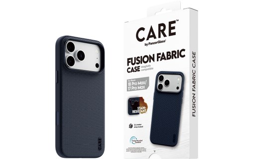 Coque MagSafe pour iPhone 18 Pro Max - PanzerGlass CARE Fusion Fabric - Bleue